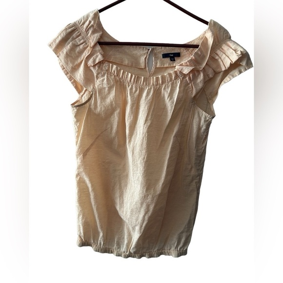 Gap soft peach short sleeve peasant-neckline blouse size Small - Picture 1 of 10